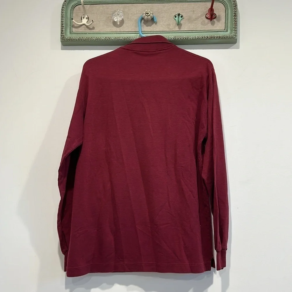 Vintage Brooks brothers long sleeve polo shirt  men’s size large casual maroon
